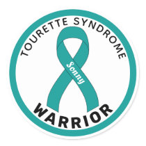 Tourette Syndrome Warrior Ribbon White Classic Round Sticker