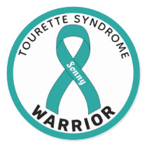 Tourette Syndrome Warrior Ribbon White Classic Round Sticker