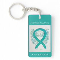 Tourette's Syndrome Ribbon Guardian Angel Keychain