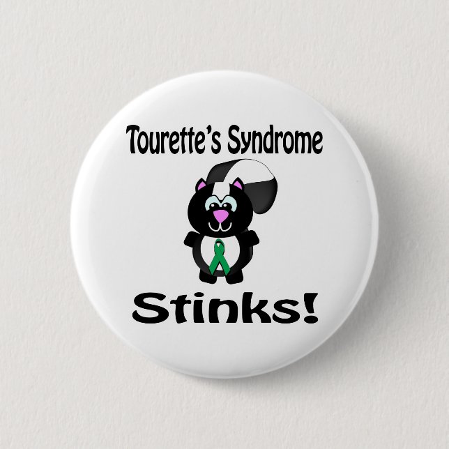 Tourettes Syndrome Stinks Skunk Awareness Design Pinback Button (Front)