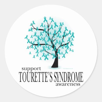 Tourette's Syndrome Tree Classic Round Sticker by fightcancertees at Zazzle