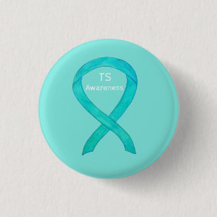 Tourette's (TS) Awareness Ribbon Teal Custom Pin