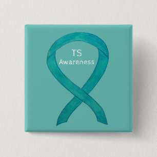 Tourette's (TS) Awareness Ribbon Teal Custom Pin