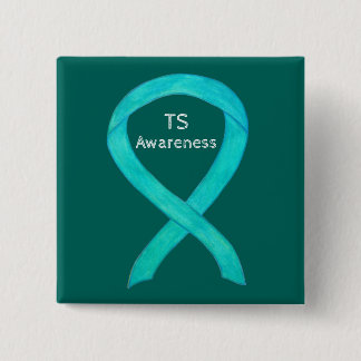 Tourette's (TS) Awareness Ribbon Teal Custom Pin
