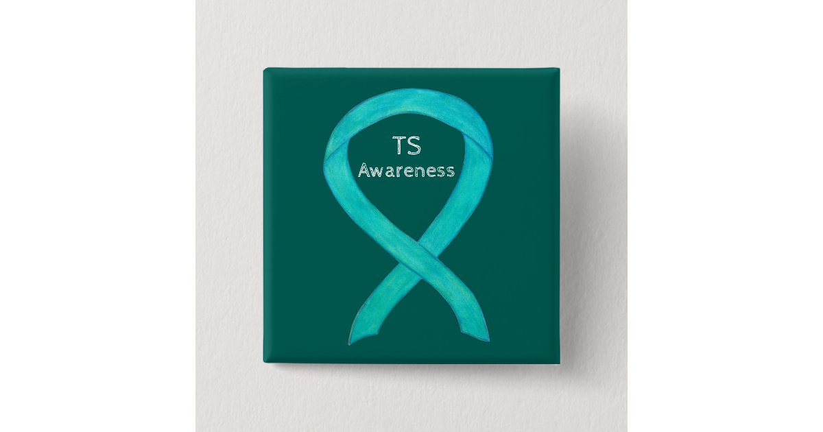 Turrets Ribbon Tourette's (TS) Awareness Ribbon Teal Custom Pin | Zazzle