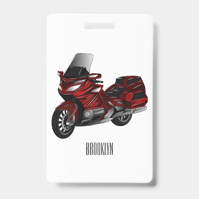 Touring motorcycle cartoon illustration badge (Front)