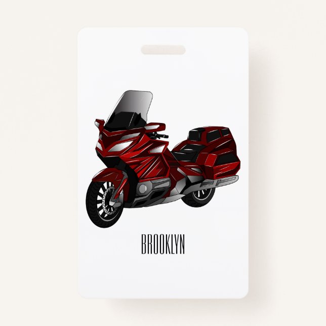 Touring motorcycle cartoon illustration badge (Front)