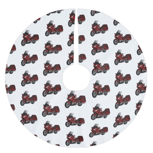 Touring motorcycle cartoon illustration brushed polyester tree skirt (Front)