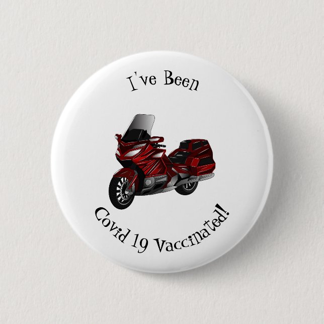 Touring motorcycle cartoon illustration  button (Front)