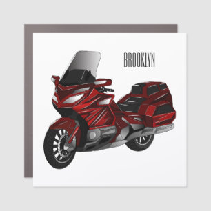 Touring motorcycle cartoon illustration car magnet