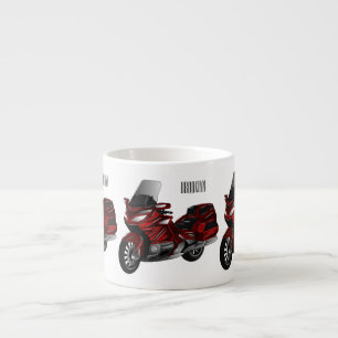 Touring motorcycle cartoon illustration  espresso cup