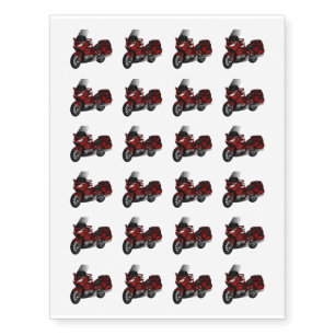 Touring motorcycle cartoon illustration  temporary tattoos