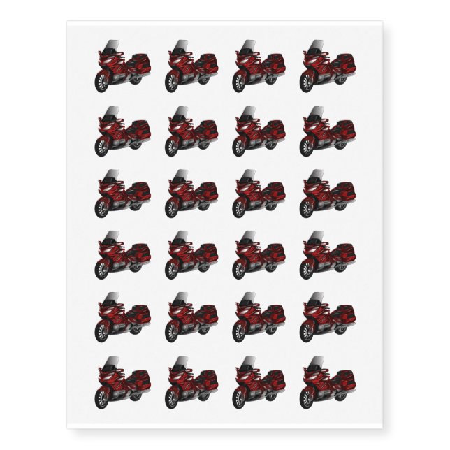 Touring motorcycle cartoon illustration  temporary tattoos (Front)