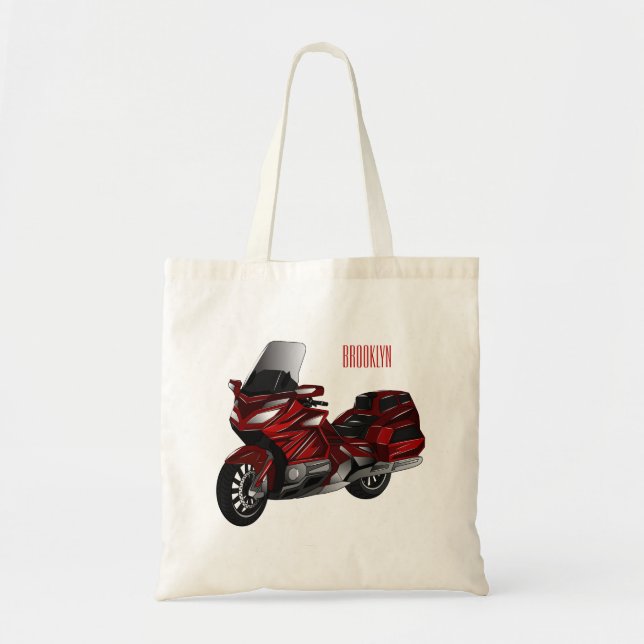 Touring motorcycle cartoon illustration  tote bag (Front)