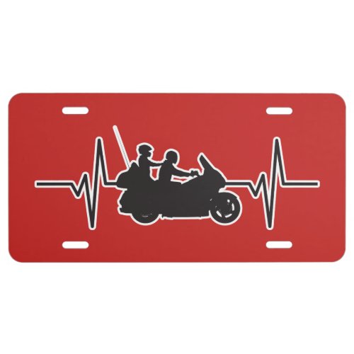 Touring Motorcycle _ Heartbeat Pulse Graphic License Plate