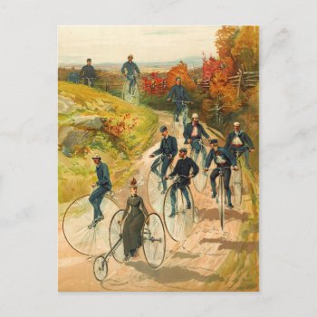 Touring The Countryside On High Wheelers Postcard by HTMimages at Zazzle