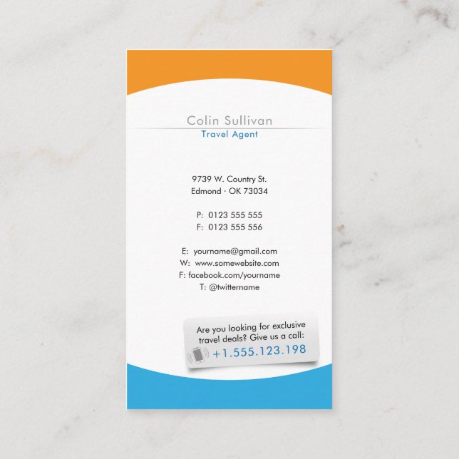 Tourism | Travel Agent Business Card (Back)
