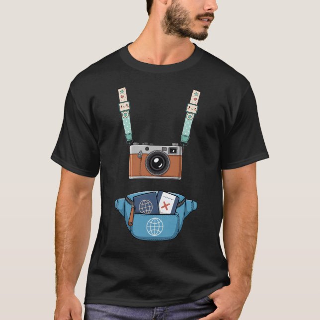 Tourist Camera Strap Fanny Pack Passport Halloween T-Shirt (Front)
