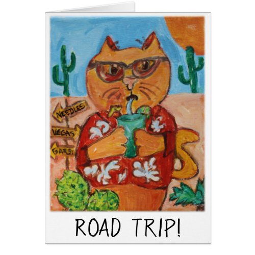 Tourist cat Funny Folk Art