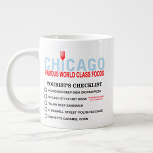 Tourist Checklist of Famous Chicago Foods Giant Coffee Mug