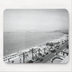 Tourist complex view at seashore B&W Mouse Pad