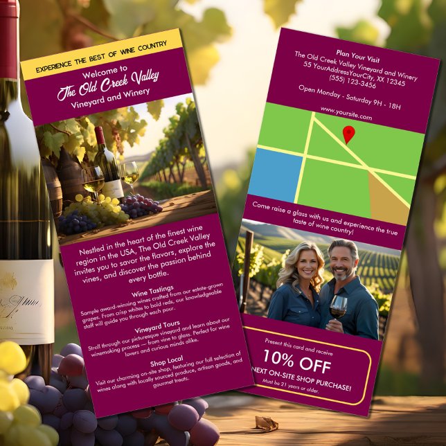 Tourist info marketing vineyard winery bordeaux rack card (Creator Uploaded)