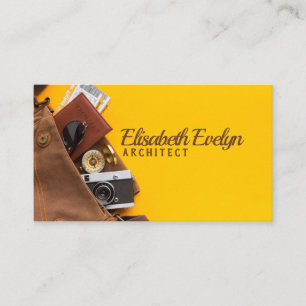 tourist items in bag business card