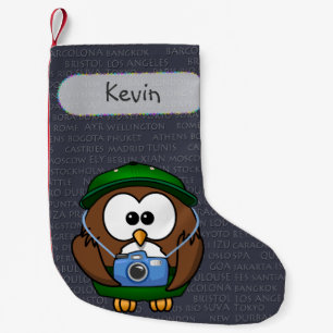 tourist owl (boy) Christmas stocking