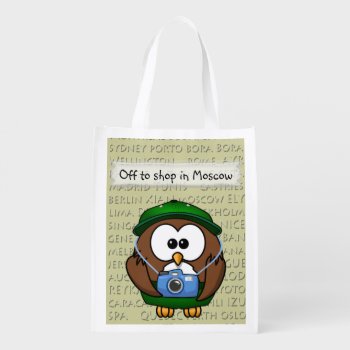 Tourist Owls Reusable Grocery Bag by just_owls at Zazzle