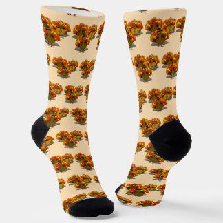 Tourist, Pilgrim and Worried Turkeys Thanksgiving Socks