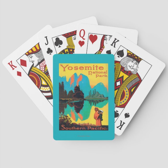Tourist Poster - Yosemite Nat'l Park, CA Poker Cards (Back)
