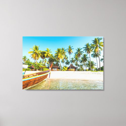 Tourist Resorts Bungalows on the Beach  Thailand Canvas Print