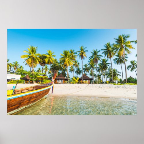 Tourist Resorts Bungalows on the Beach  Thailand Poster