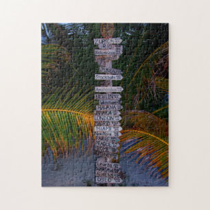 Tourist Sign Post Belize. Jigsaw Puzzle