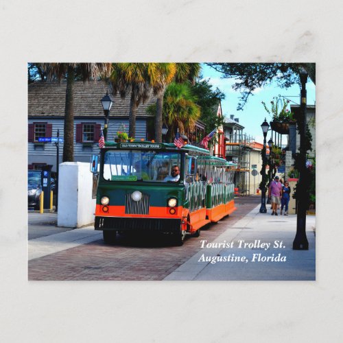 Tourist Trolley Holiday Postcard