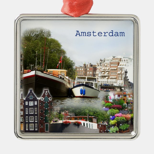 Touristic sites of Amsterdam Metal Ornament (Front)