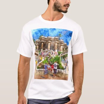Tourists At Parc Guell In Barcelona Spain T-shirt by bbourdages at Zazzle