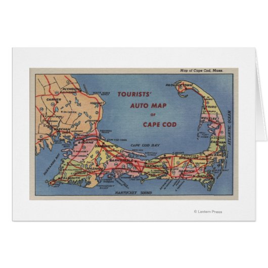 Tourists' Auto Map of Cape Cod Cards (Front Horizontal)