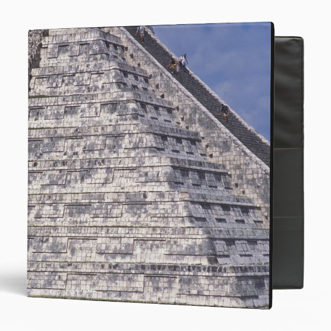 Tourists climbing stairs of El Castillo, stone Binder (Front/Inside)