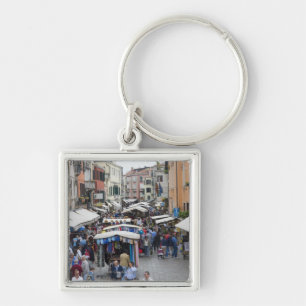 Tourists in a street market, Venice, Italy Keychain