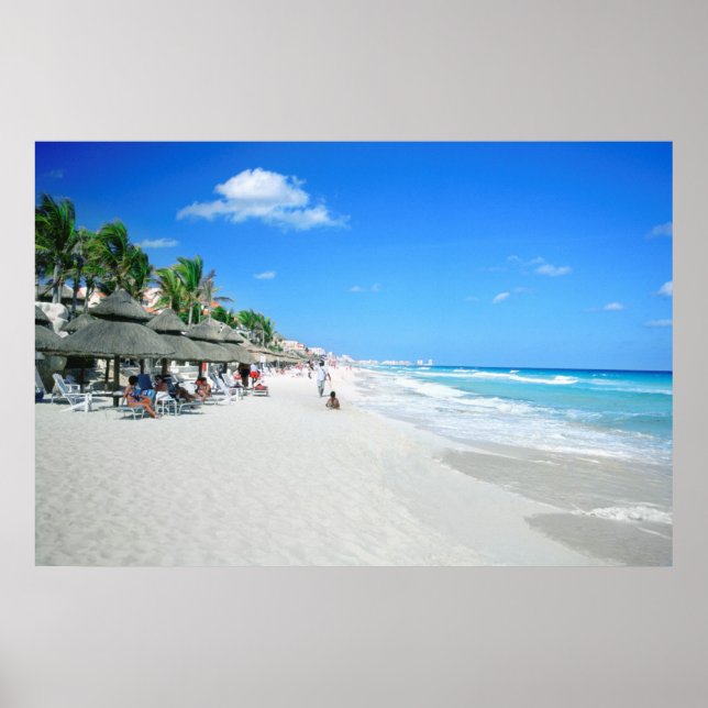 Tourists Walking On Cancun Beach Poster (Front)