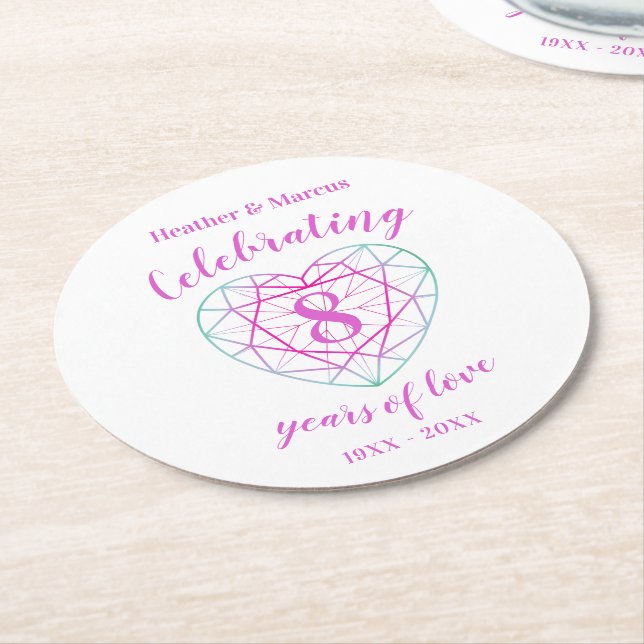 Tourmaline 8 years of love anniversary coasters (Angled)