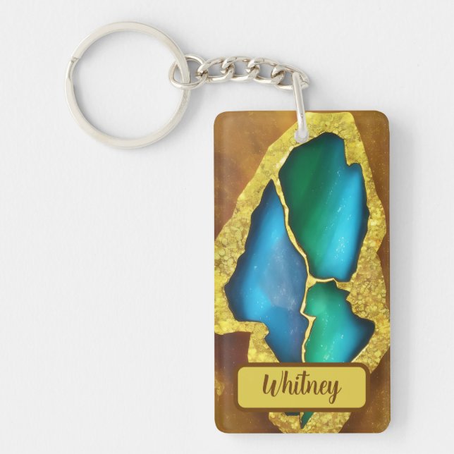 Tourmaline and Gold Inspired Keychain (01) (Front)