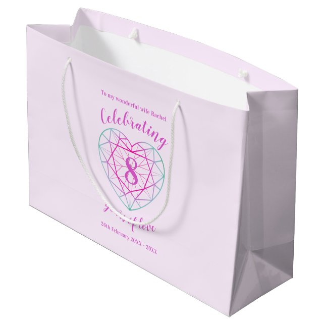 Tourmaline Anniversary 8 years personalized Large Gift Bag (Back Angled)