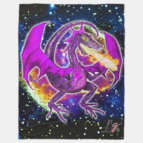 Tourmaline Cosmic Dragon Fleece Blanket