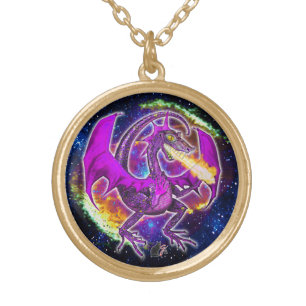 Tourmaline Cosmic Dragon Gold Plated Necklace