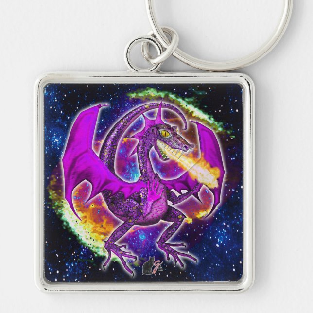 Tourmaline Cosmic Dragon  Keychain (Front)