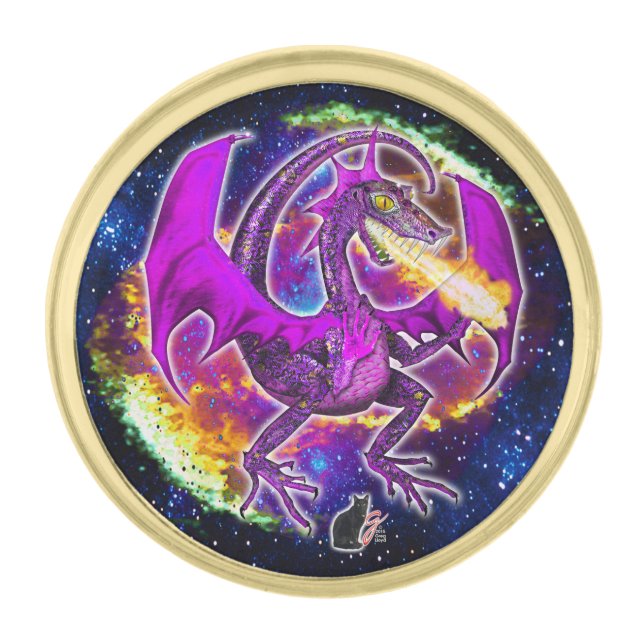 Tourmaline Cosmic Dragon Lapel Pin (Front)