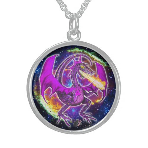 Tourmaline Cosmic Dragon Sterling Silver Necklace