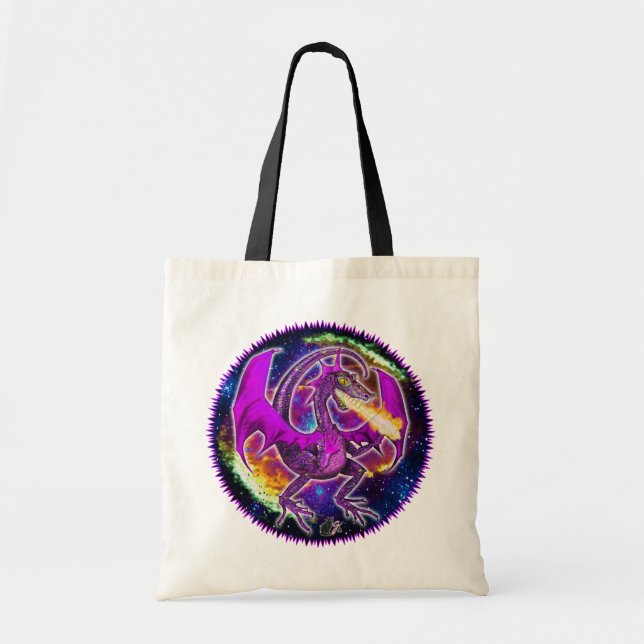 Tourmaline Cosmic Dragon Tote Bag (Front)